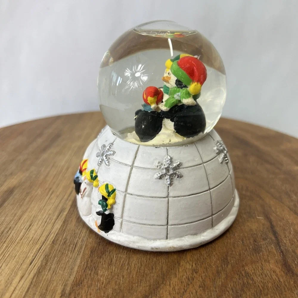 Vintage Debra Jordan Bryan Penguins And Igloo Snow Globe 3.5